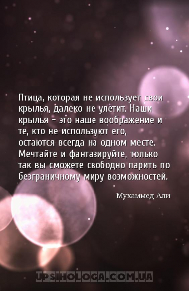 Птица, которая не использует свои крылья, далеко не улетит. Наши крылья - э...