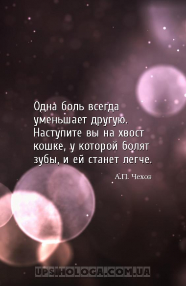 Одна боль всегда уменьшает другую. Наступите вы на хвост кошке, у которой б...