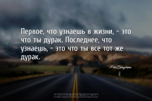 Первое, что узнаешь в жизни, — это что ты дурак. Последнее, что узнаешь, — ...