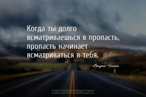 Когда ты долго всматриваешься в пропасть, пропасть начинает всматриваться в...