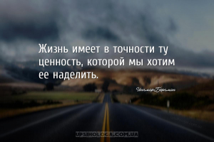 Жизнь имеет в точности ту ценность, которой мы хотим ее наделить....