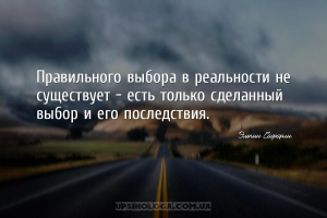 Правильного выбора в реальности не существует - есть только сделанный выбор...
