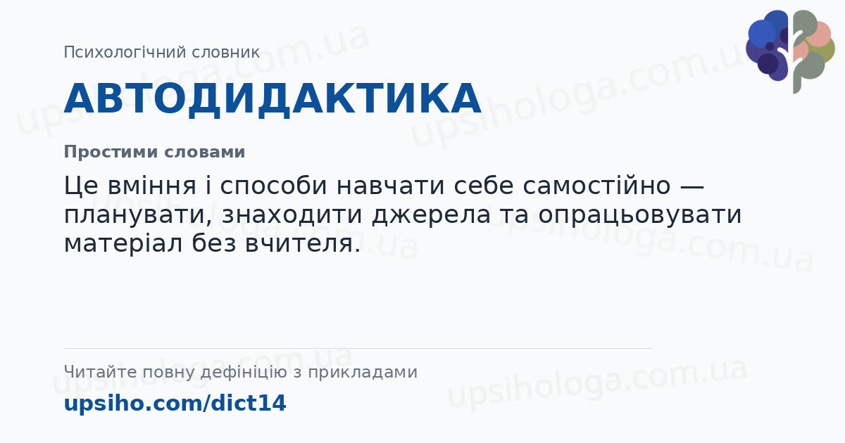 АВТОДИДАКТИКА — Простими словами
