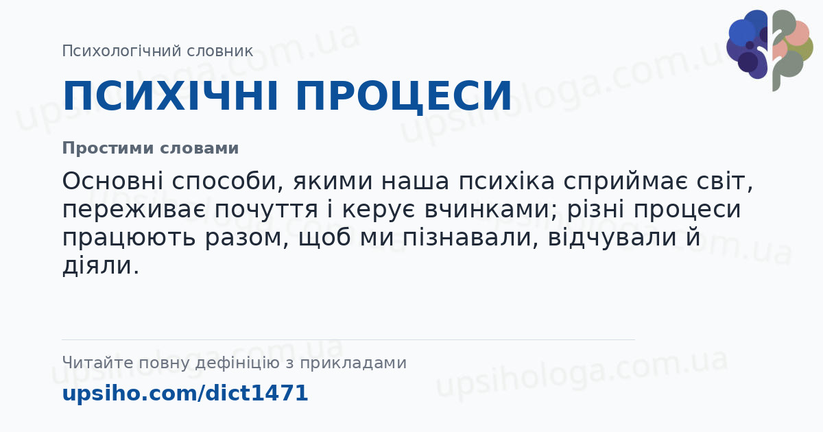ПСИХІЧНІ ПРОЦЕСИ — Простими словами