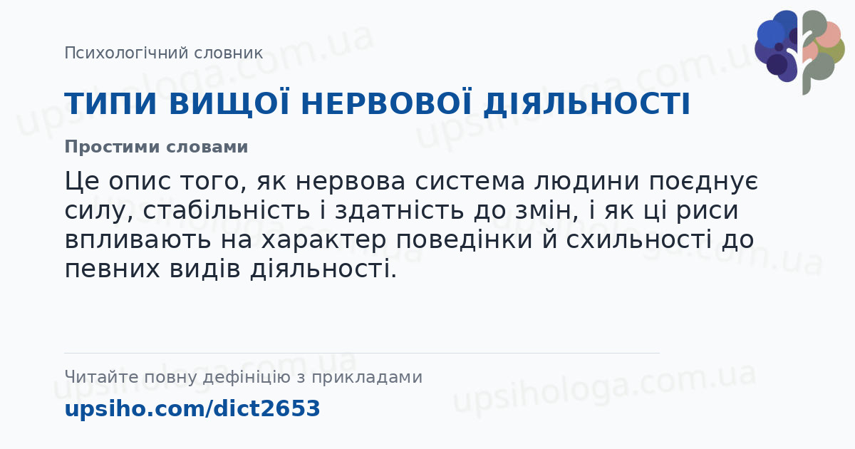 ТИПИ ВИЩОЇ НЕРВОВОЇ ДІЯЛЬНОСТІ — Простими словами