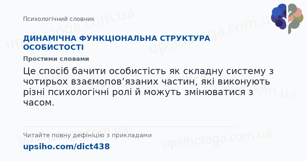 ДИНАМІЧНА ФУНКЦІОНАЛЬНА СТРУКТУРА ОСОБИСТОСТІ — Простими словами