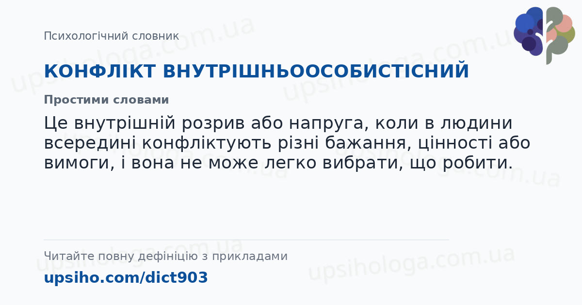 КОНФЛІКТ  ВНУТРІШНЬООСОБИСТІСНИЙ — Простими словами