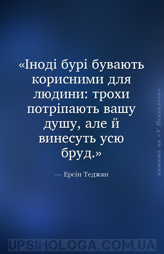 Іноді бурі бувають корисними для людини: трохи потріпають вашу душу, але й... — Ерсін Теджан