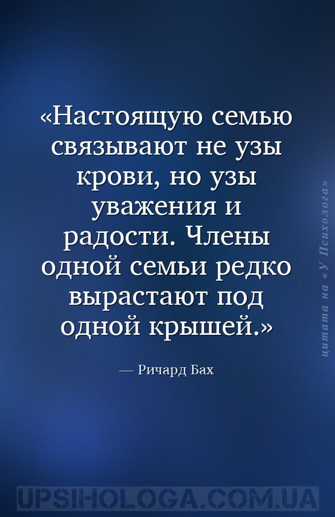 Настоящую семью связывают не узы крови, но узы уважения и радости. Члены од... — Ричард Бах