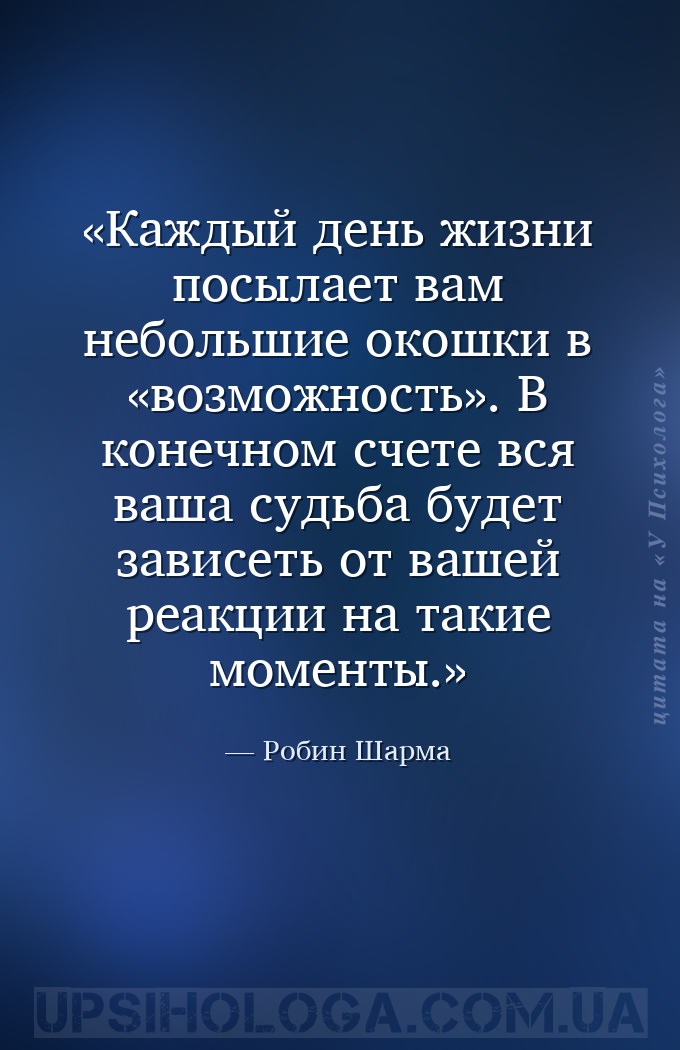 Каждый день жизни посылает вам небольшие окошки в «возможность». В конечном... — Робин Шарма