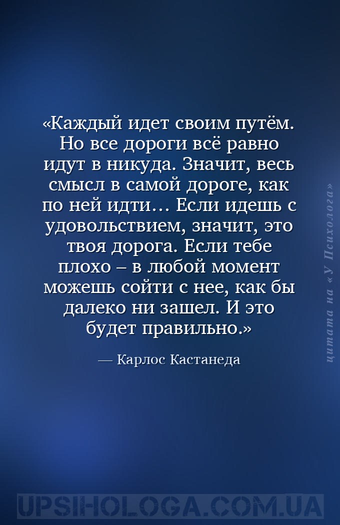 Каждый идет своим путём. Но все дороги всё равно идут в никуда. Значит, вес... — Карлос Кастанеда