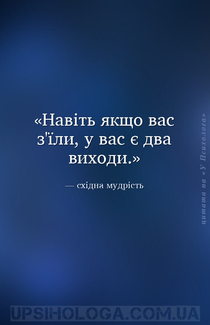 Навіть якщо вас з'їли, у вас є два виходи. — східна мудрість