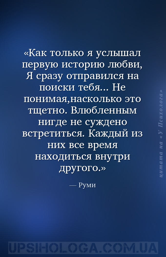 Как только я услышал первую историю любви,
Я сразу отправился на поиски те... — Руми